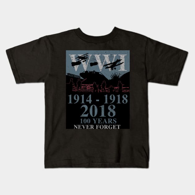 World War One 100 Years Commemoration Remember Gift Kids T-Shirt by Battlefields